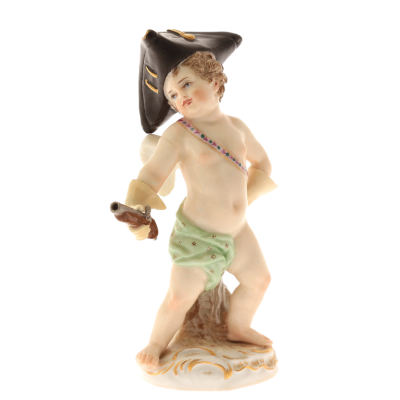 Putto as a boy with a pistol - Meissen
