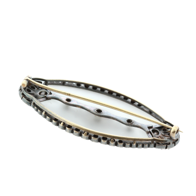 Austro-Hungarian brooch with rock crystal, diamonds, and pearls