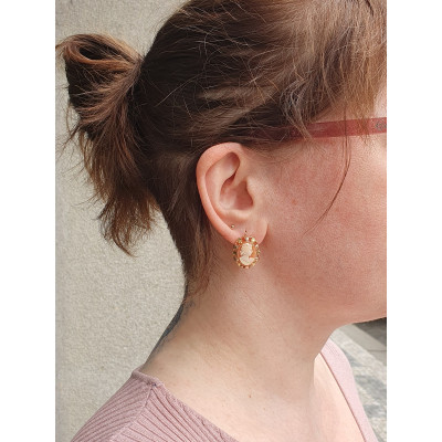 Náušnice s mušlovou kamejí