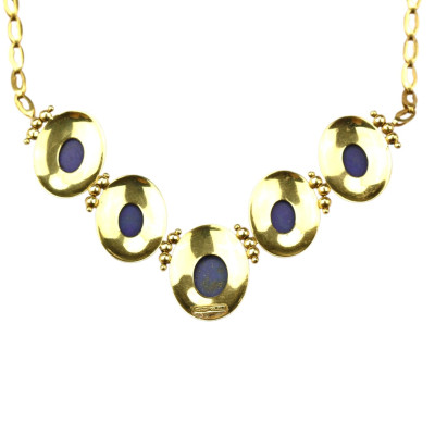 Zlatý náhrdelník s lapisem lazuli - 42 cm