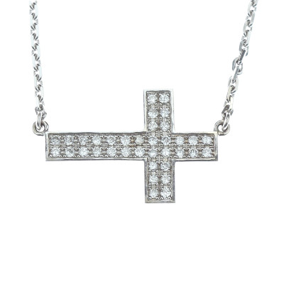 Gold necklace with diamond cross - 42.5 cm