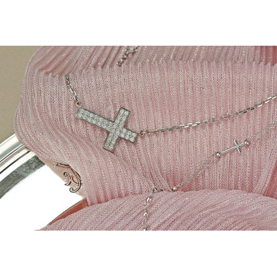 Zlatý náhrdelník s diamantovým křížkem - 42,5 cm