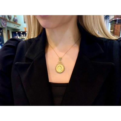 Přívěsek se zlatou mincí - dvacetikoruna Františka Josefa I. rok 1893