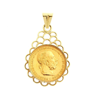 Přívěsek se zlatou mincí - dvacetikoruna Františka Josefa I. rok 1893