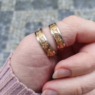 Zlatý snubní prsten s lipovými ratolestmi - vel. 64