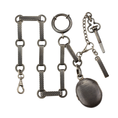 SOLD - Niello silver pocket watch chain - Austria-Hungary