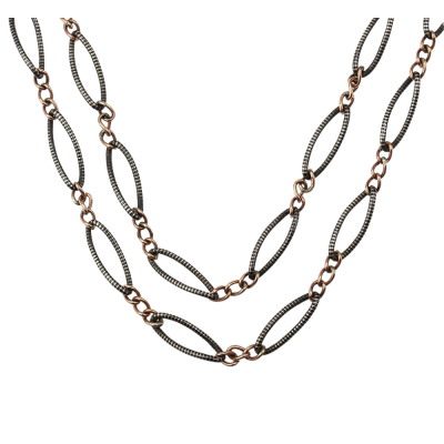 Long niello silver chain - 143 cm