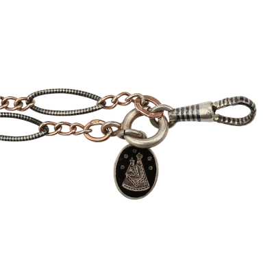 Long niello silver chain - 143 cm