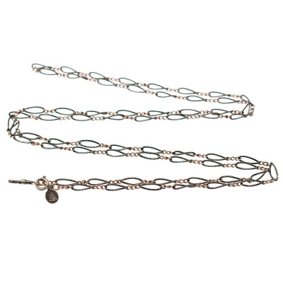 Long niello silver chain - 143 cm