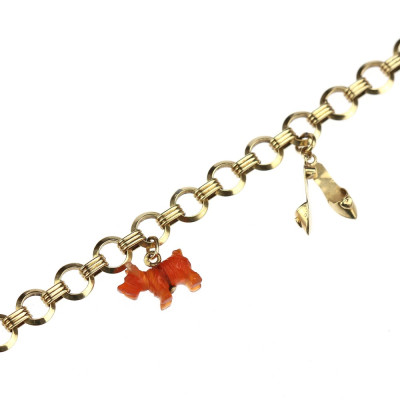 PRODÁNO - Prvorepublikový žebrácký náramek s 5 ověsky - 19 cm