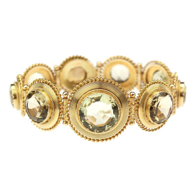 Etruscan revival gold bracelet with citrines – 1870s