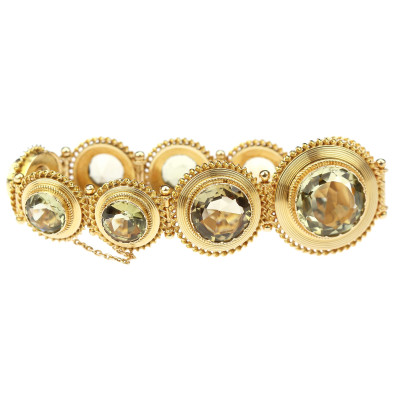 Etruscan revival gold bracelet with citrines – 1870s