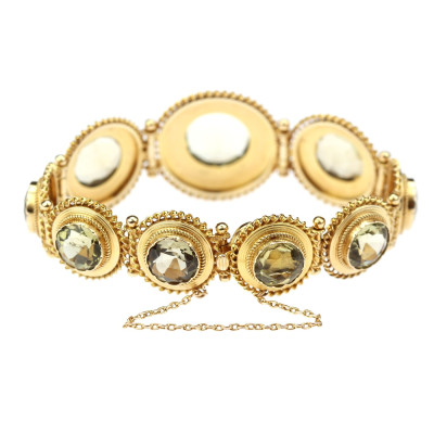 Etruscan revival gold bracelet with citrines – 1870s