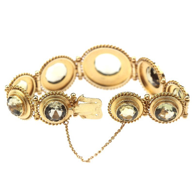 Etruscan revival gold bracelet with citrines – 1870s