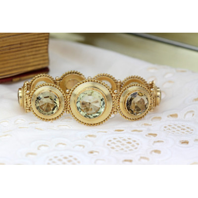 Etruscan revival gold bracelet with citrines – 1870s