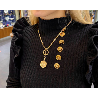 Pozdně secesní zlatý šatlén s otevíracím medailonkem