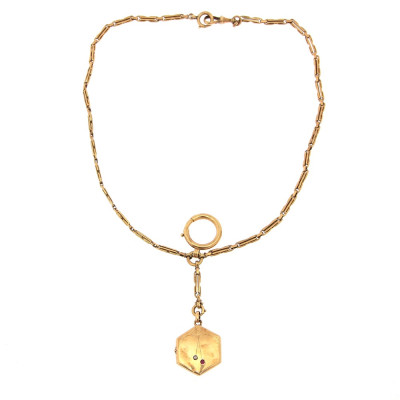 Pozdně secesní zlatý šatlén s otevíracím medailonkem