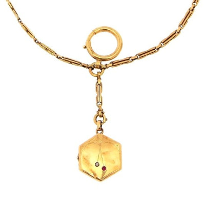 Art Nouveau gold chain with locket