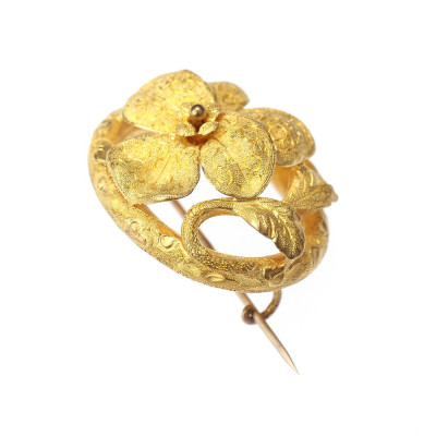 PRODÁNO - Zlatá brožka s maceškou