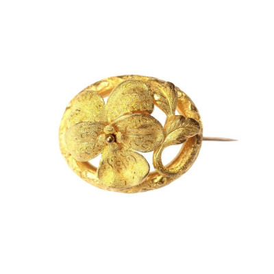 SOLD - Gold pansy brooch
