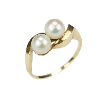 Toi et moit pearl gold ring