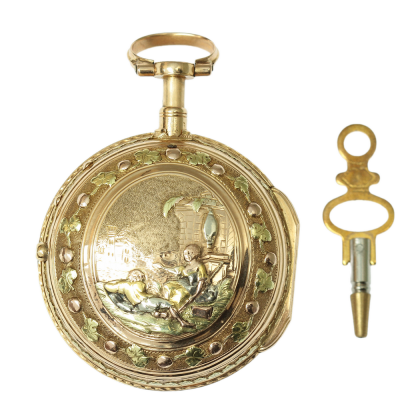 PRODÁNO - Kapesní bicí hodinky špindlovky - 18. století, Lenoir, Paříž