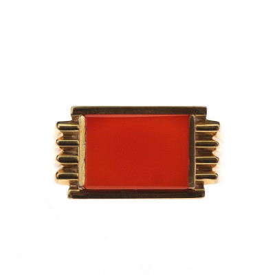 Pánský zlatý prsten s karneolem