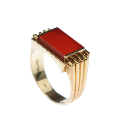 Pánský zlatý prsten s karneolem