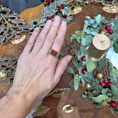 Pánský zlatý prsten s karneolem