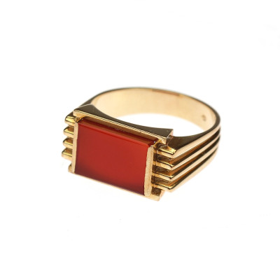 Pánský zlatý prsten s karneolem