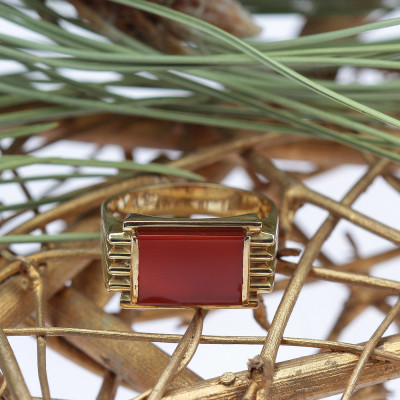 Pánský zlatý prsten s karneolem