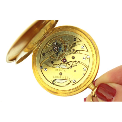 PRODÁNO - Zlaté kapesní hodinky mlynářky - Longines