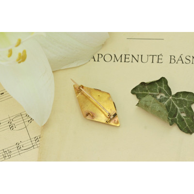 Austro-Hungarian gold brooch with turquoise and black enamel