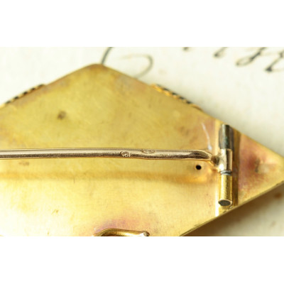 Austro-Hungarian gold brooch with turquoise and black enamel