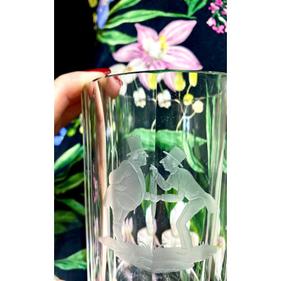 Sklenice s rytinou - biedermeier