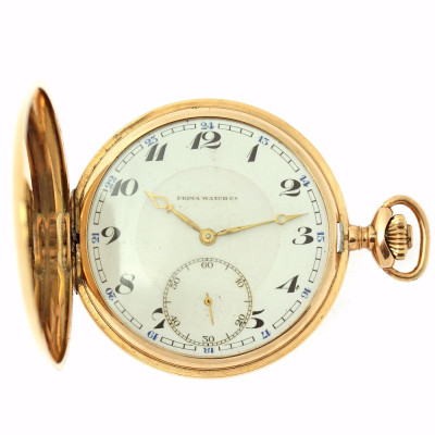 Tříplášťové zlaté kapesní hodinky - Prima Watch Co.