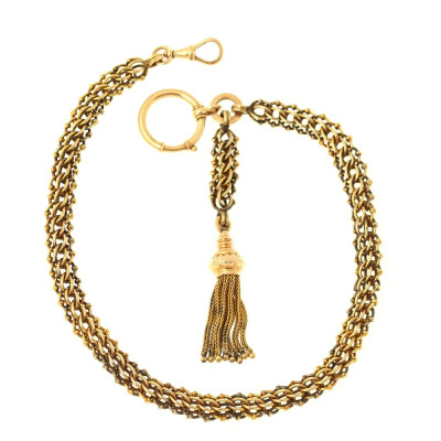 SOLD - Austro-Hungarian gold pocket watch chain with tassel