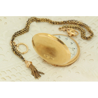 SOLD - Austro-Hungarian gold pocket watch chain with tassel