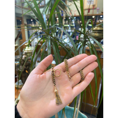 SOLD - Austro-Hungarian gold pocket watch chain with tassel