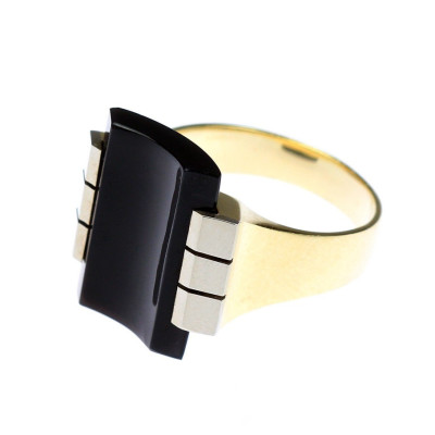 Art deco zlatý prsten s onyxem