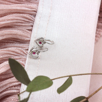 Children's white gold earrings - hearts
