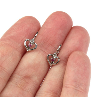 Children's white gold earrings - hearts