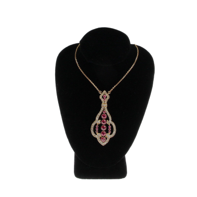 SOLD - Gold necklace with leucosaphires and synthetic rubies