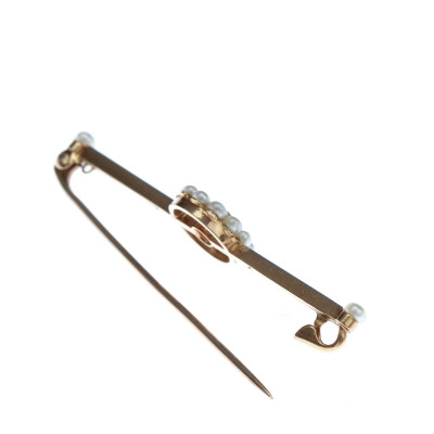 Brožka se safírkem a perličkami