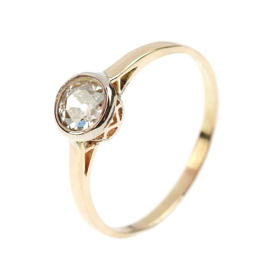 PRODÁNO - Zlatý rakousko-uherský prsten s diamantem 0,75 ct