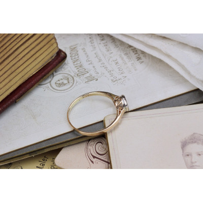 PRODÁNO - Zlatý rakousko-uherský prsten s diamantem 0,75 ct