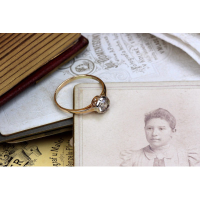 SOLD - Gold Austro-Hungarian ring with a 0.75 ct diamond