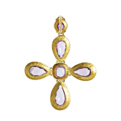 PRODÁNO - Zlatý kříž s ametysty - přibližně 1820-1840