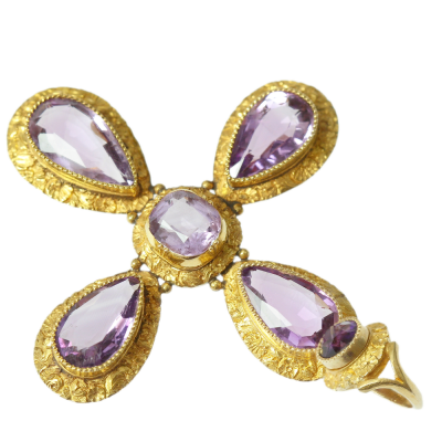PRODÁNO - Gold cross with amethysts - Circa 1820-1840