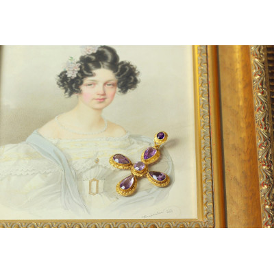 PRODÁNO - Gold cross with amethysts - Circa 1820-1840